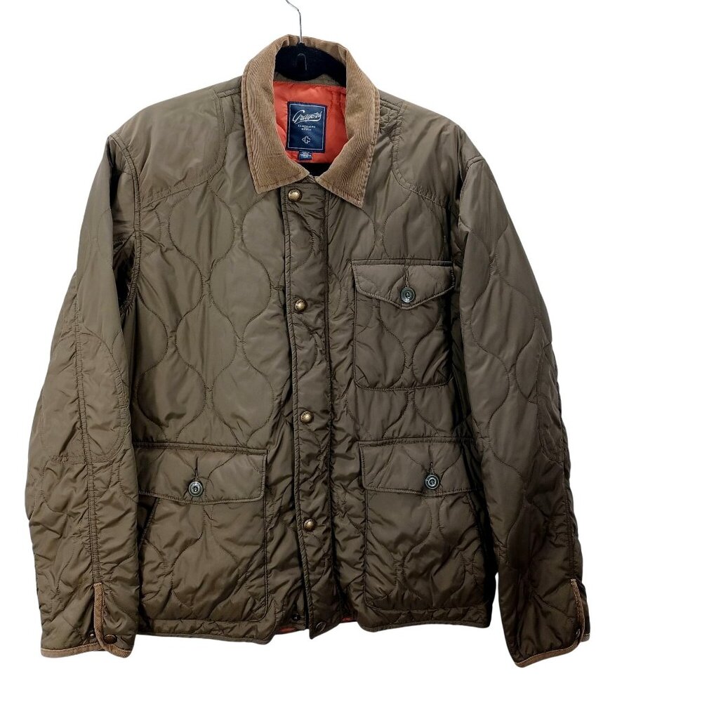 Chore Coat Grayers Andrew Quilted Jacket Mens Large Olive Green Corduroy Collar - Picture 2 of 16